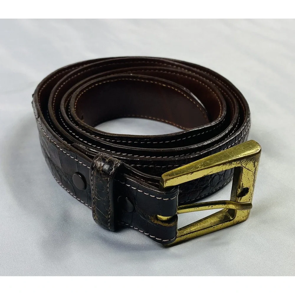 Bandera Collection Saltwater Crocodile Brown Western Belt Mens 36